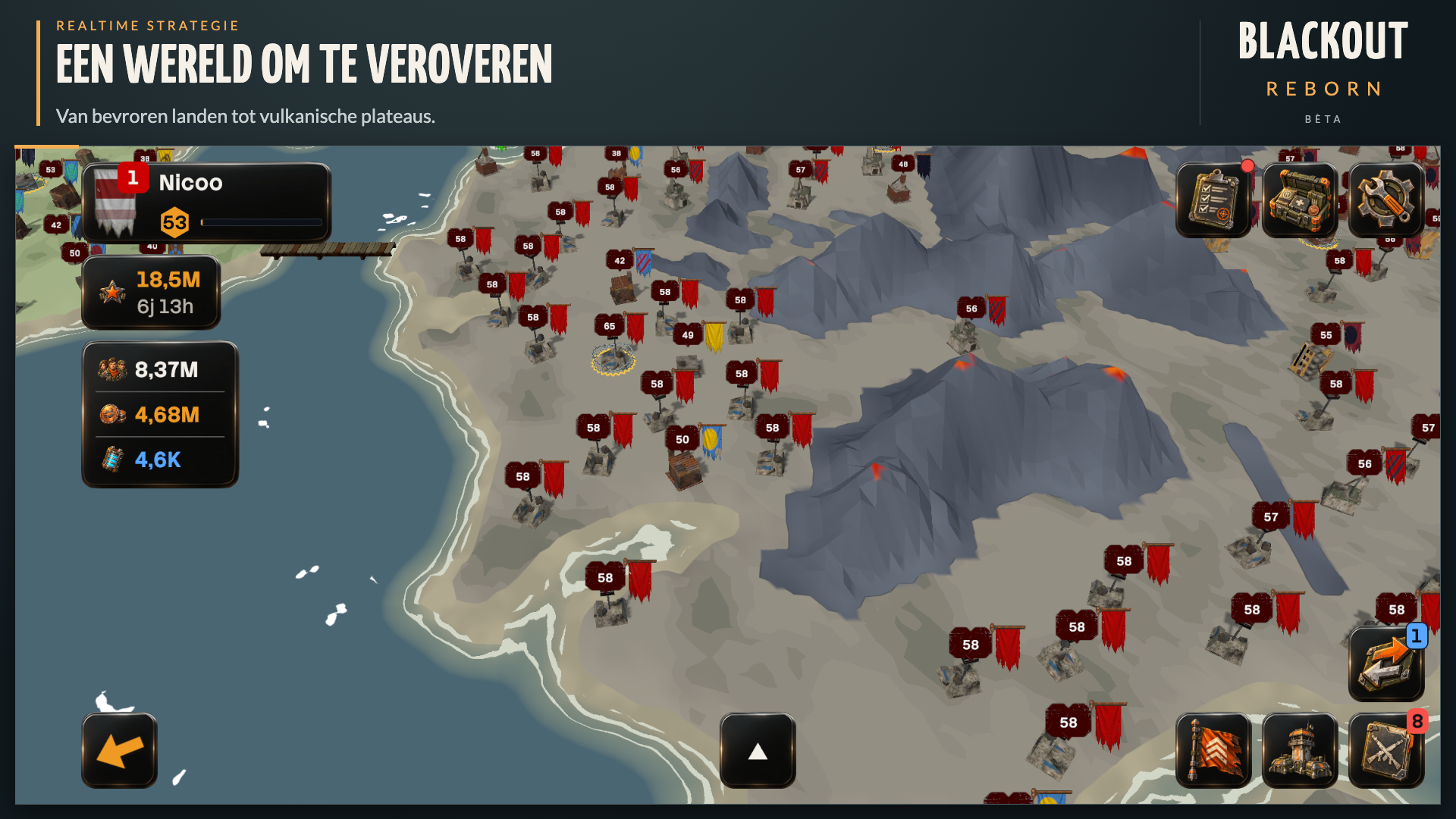 Een vulkanische kust met steden in Blackout: Reborn