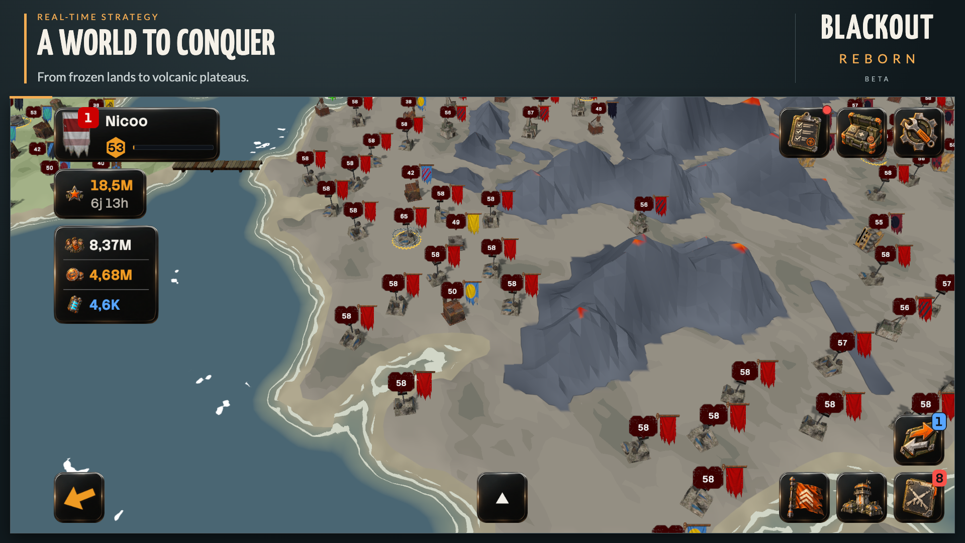 A volcanic coastline and its cities in Blackout: Reborn