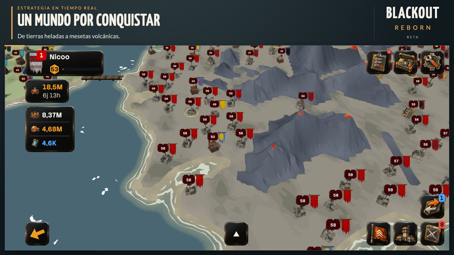Una costa volcánica con ciudades en Blackout: Reborn