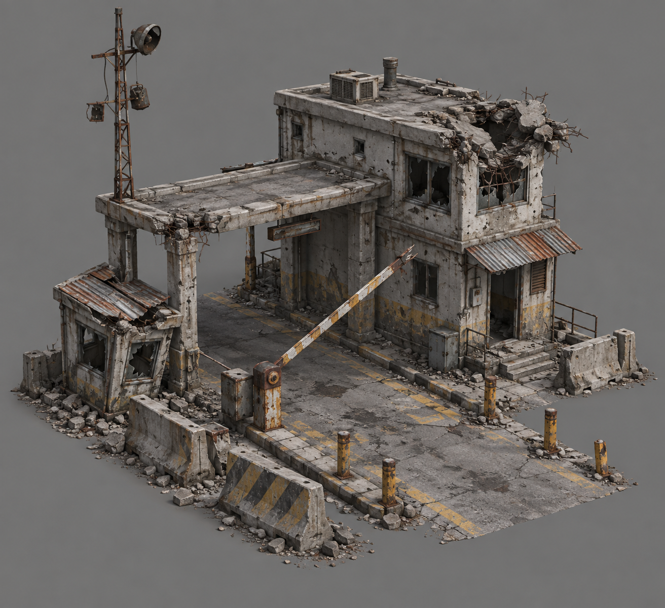 Illustration: ein Outpost inmitten der Ruinen